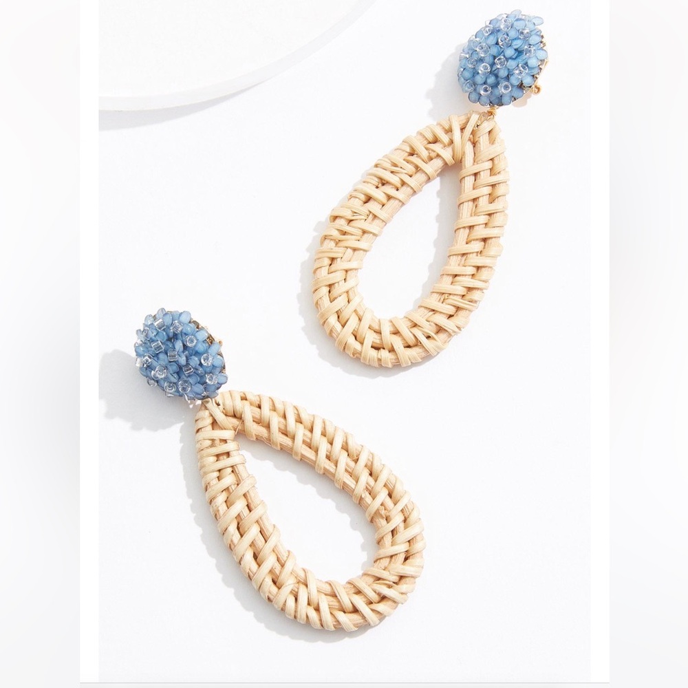 Elegant Woven Earrings with Blue Accents